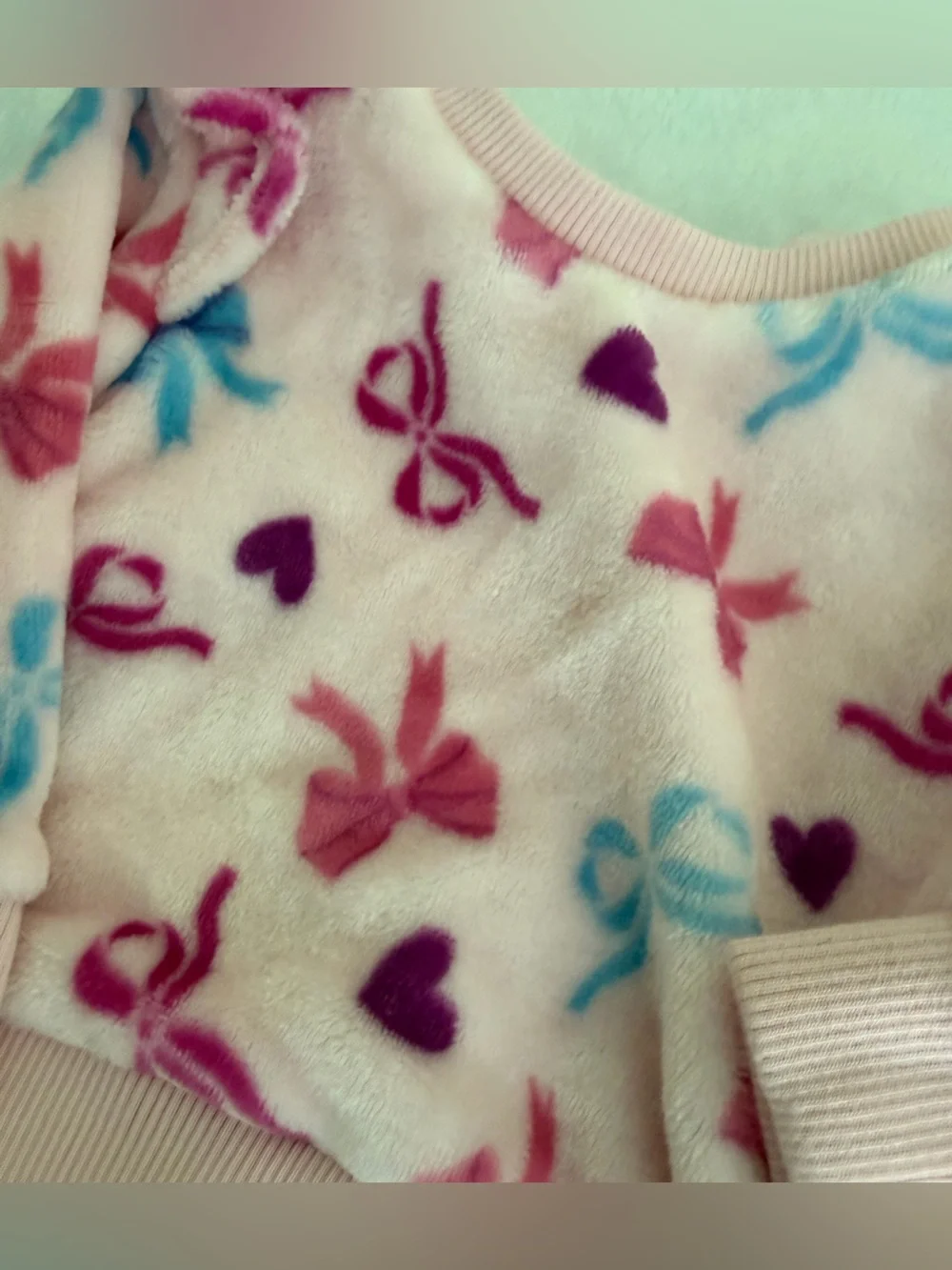 Rare Editions Pink Bow & Heart Fleece Matching Set